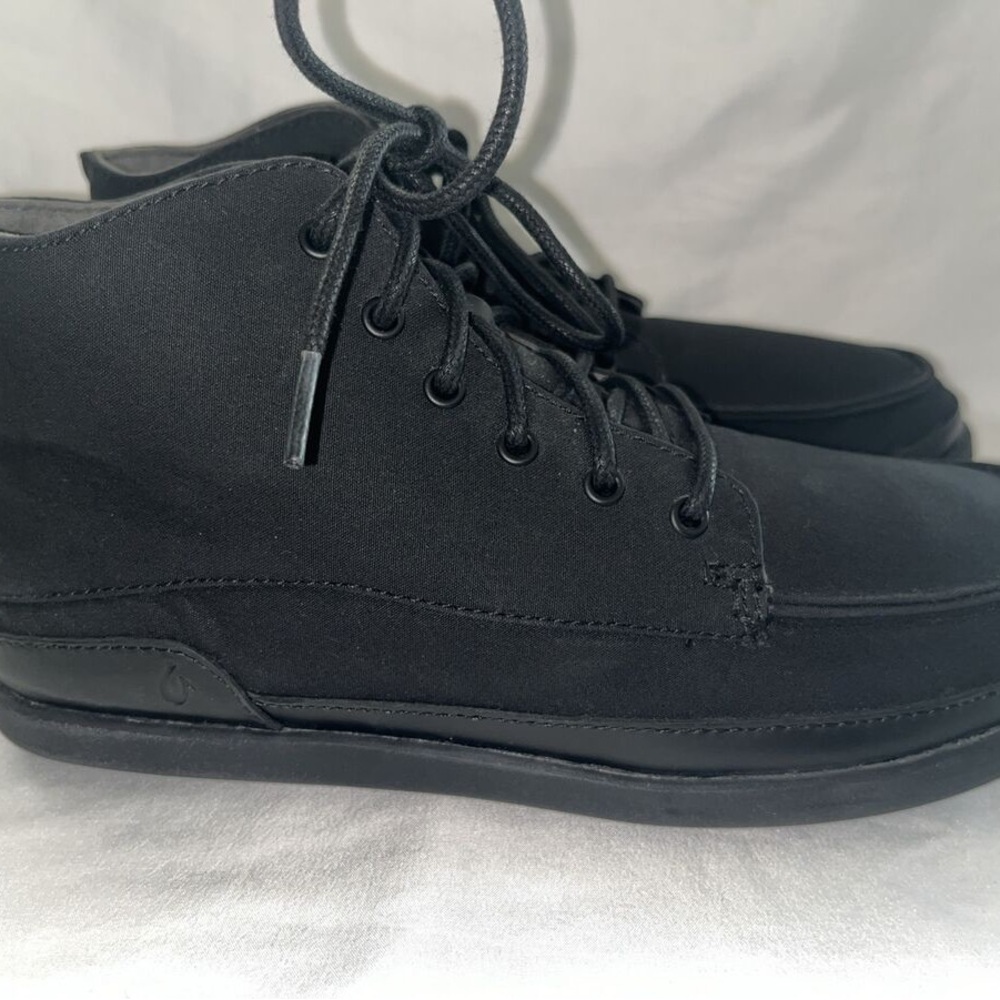 Olukai Black Fabric Leather Trim Mens Ankle Boots Size 13